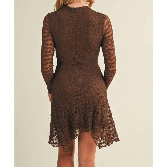 NEW MUSTARD SEED tessa lace long sleeve dress in brown - Picture 2 of 5